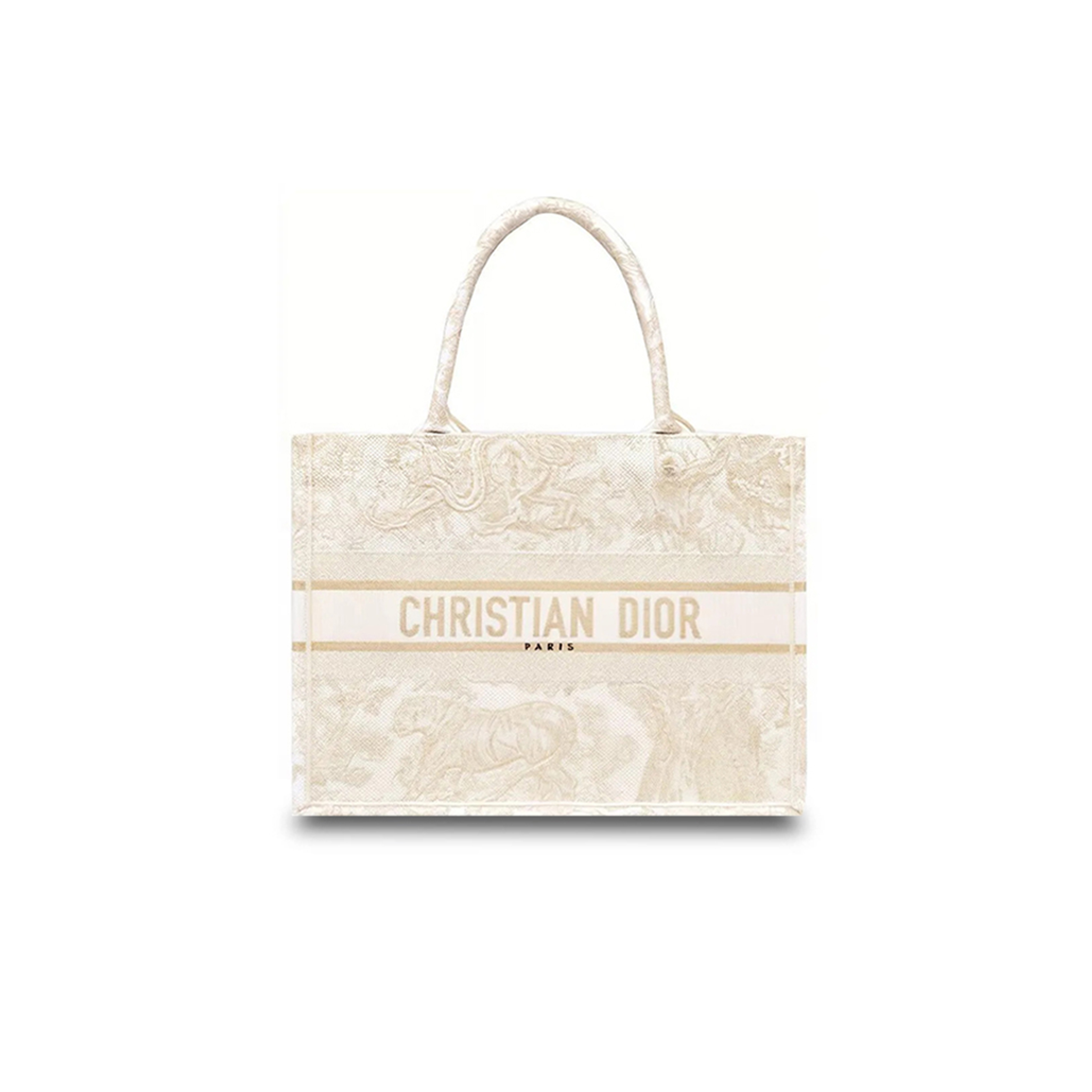 DIOR CANVAS EMBROIDERED MEDIUM DIORIVIERA TOILE DE JOUY BOOK TOTE GOLD M1296ZTQO-M01E (36.5*28*17cm)